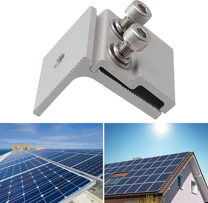 4Pcs Solar Panel Mounting Standing Seam Clamp Aluminum Roof Mount Bracket Pre-Assembled Standing Seam Roof Clamp For Solar Panel Mounting Bracket Hardware For Rooftop Photovoltaic Installation