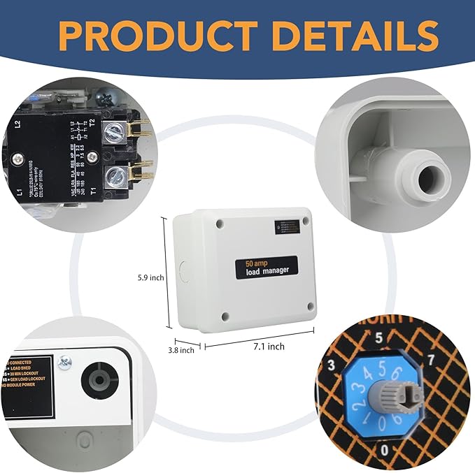 50 Amp Load Manager Compatible with Generac 7000 Smart Management Module with 8-Zone Control Lock-Feature Real-Time LED Monitoring and Wire-Free Technology
