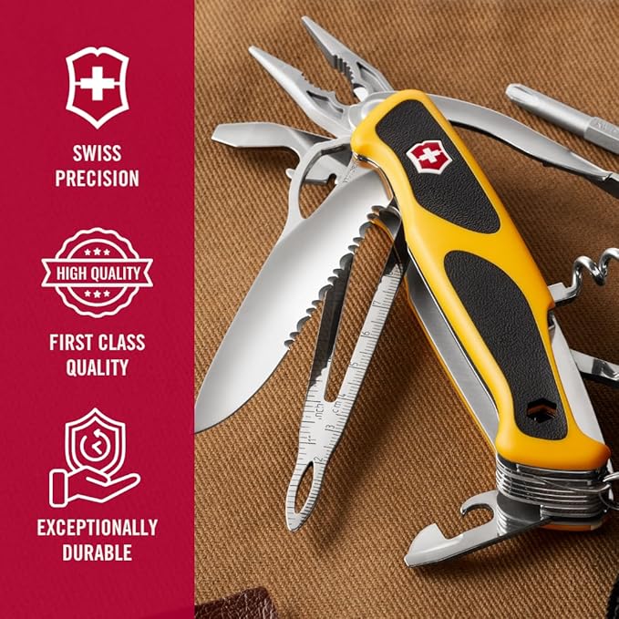 Victorinox Ranger Boatsman MW Grip 22 Function and 2 Component Grip Swiss Army Pocket Knife Yellow/Black