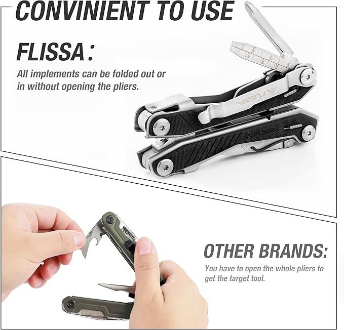 FLISSA 16-in-1 Pink Multi Tool Pliers and Blcak Multi Tool with G10 Handle