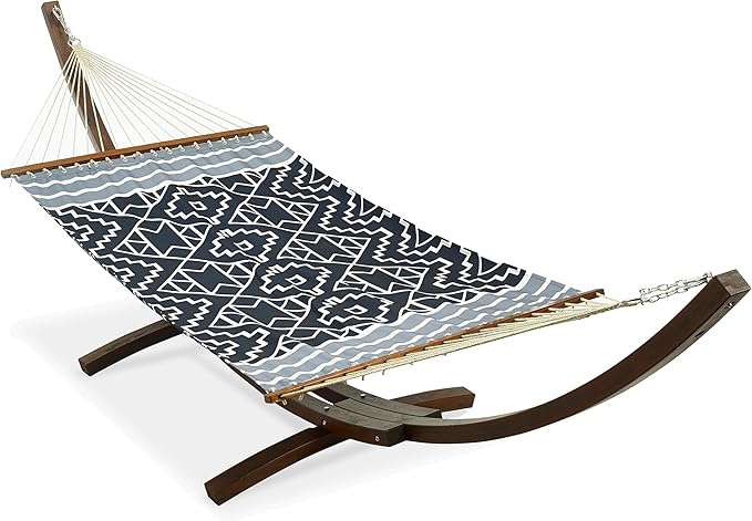 Fab Habitat Tribal Recycled Polyester Hammock - Kilimanjaro - Black - Indoor/Outdoor Quick Dry 2 Person 460 lbs Capacity - Patio Poolside Backyard Garden Beach Balcony - 12-14 ft Adjustable