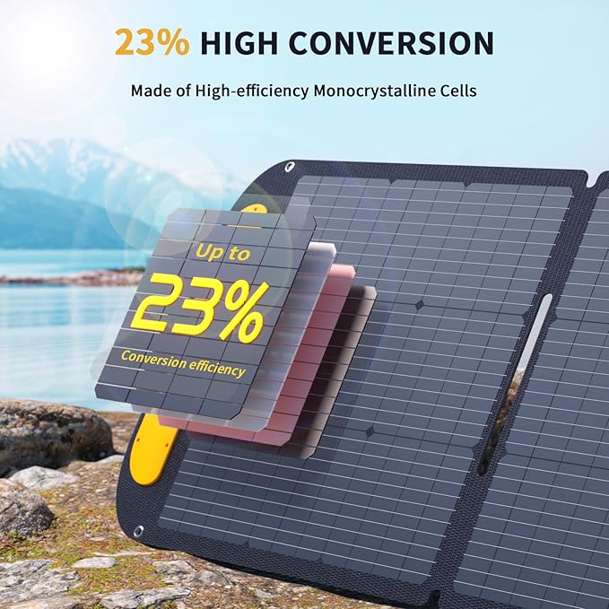 VTOMAN VS220 Pro Portable Solar Panel 220W 48V 23% Efficiency Foldable Solar Panel w/ IP67 Waterproof &amp MC-4 Anderson XT60 DC5521 Adapters &amp Adjustable Kickstands Off-Grid Power for Home &am