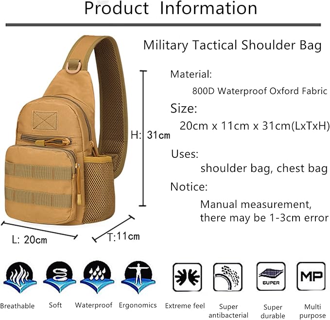 Tactical Shoulder Bag Outdoor Sports Climbing Hiking Trekking Backpack Men Military Hunting Fishing Molle Pack