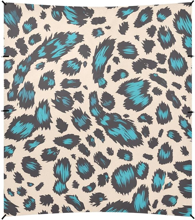 Leopard Print Style Paleturquoise Beach Tent UPF50+ Water-Resistant Large Portable Sun Shelter with Carrying Bag for Family Trips Picnics &amp Camping