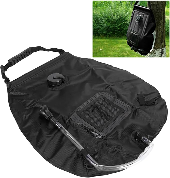 Solar Shower Bag Portable 20L Solar Heating Camping Shower Bag with Thermometer for Outdoor Camping Hiking Beach PVC Material 47x50cm