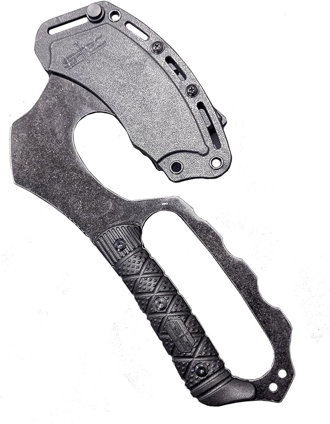 NLX 10.5” Black Stonewash Fixed Blade Machete Axe. Full Tang Hatchet. Outdoor Stainless Steel Tools with ABS Sheath. Durable Gear for Camping Hiking Bushcraft EDC Use
