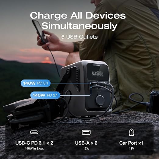 EF ECOFLOW TRAIL 300 DC Power Bank Station 288Wh Outdoor Portable Power Station LiFePO4 Battery 300W DC Output Compact Solar Generator for Camping Travel and Emergency (No AC Outlet Included)