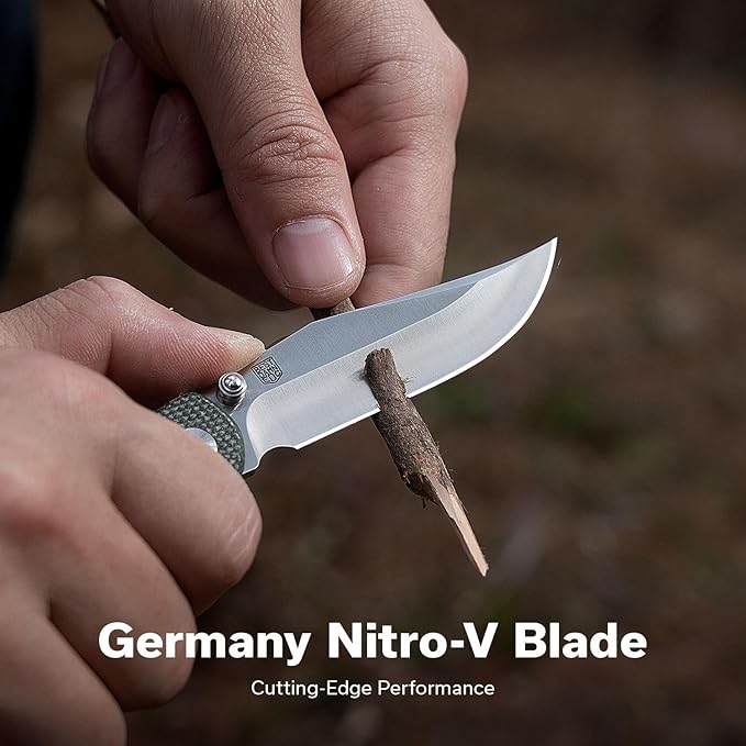 CIVIVI Clingman EDC Pocket Folding Knife with Titanium Reversible Clip 2.99 Nitro-V Blade Micarta Handle Liner Lock Knife Gift for Men Women C23065-4 (Green)