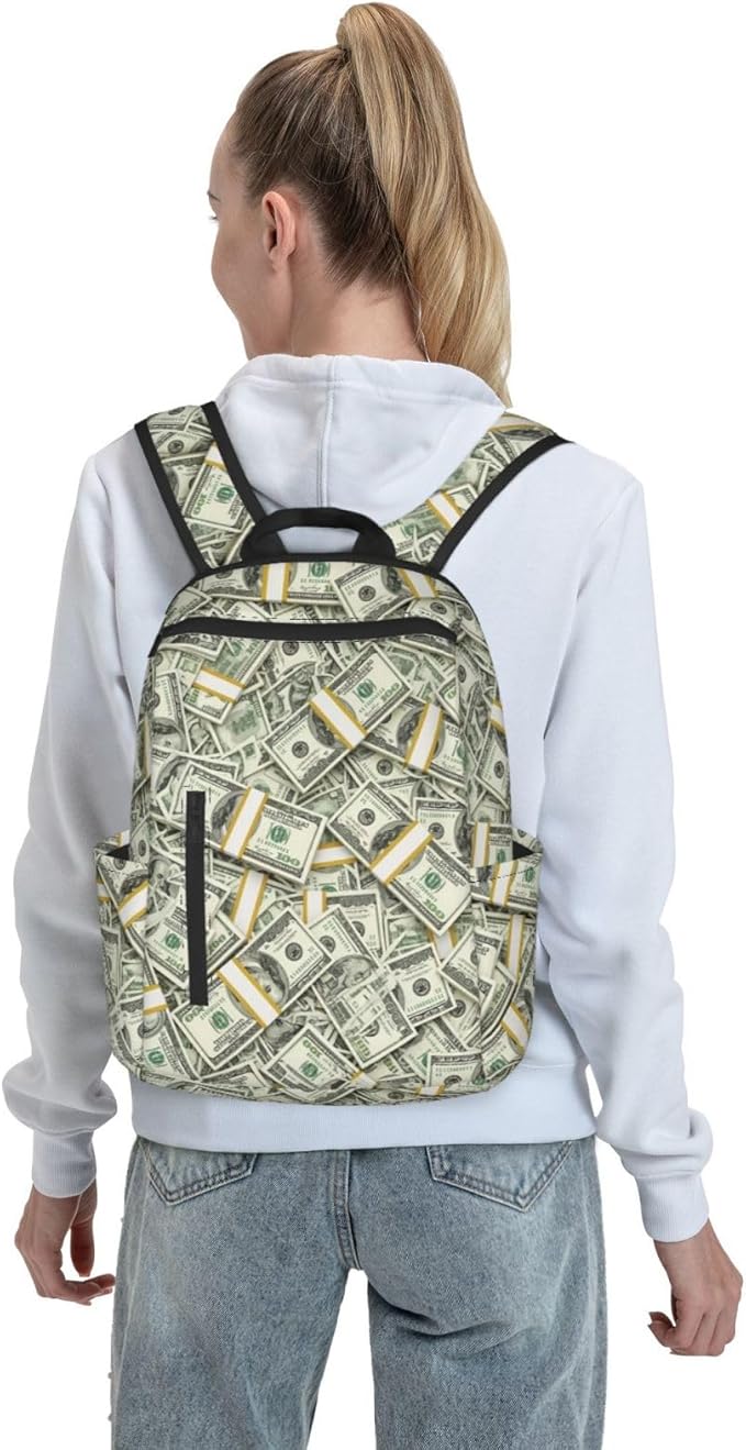 Lightweight Casual Laptop Backpack for Men and Women money american bill dollar Bookbag for College