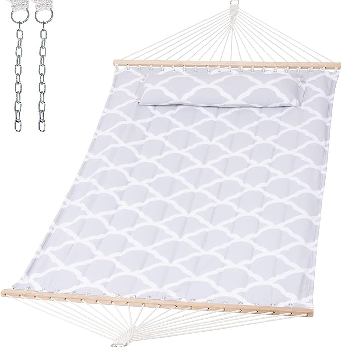 SUNCREAT Replacement Hammock for Stand 475 lbs Capacity Two Person Backyard Hammock for Outside Gray Cloud