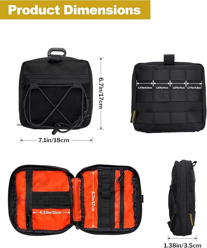 VIPERADE CHP3 Small Tactical MOLLE Admin Pouch Utility EDC Tool Bag Organizer with Elastic Cord Modular Pouch Attaches to Backpacks Vests Belts