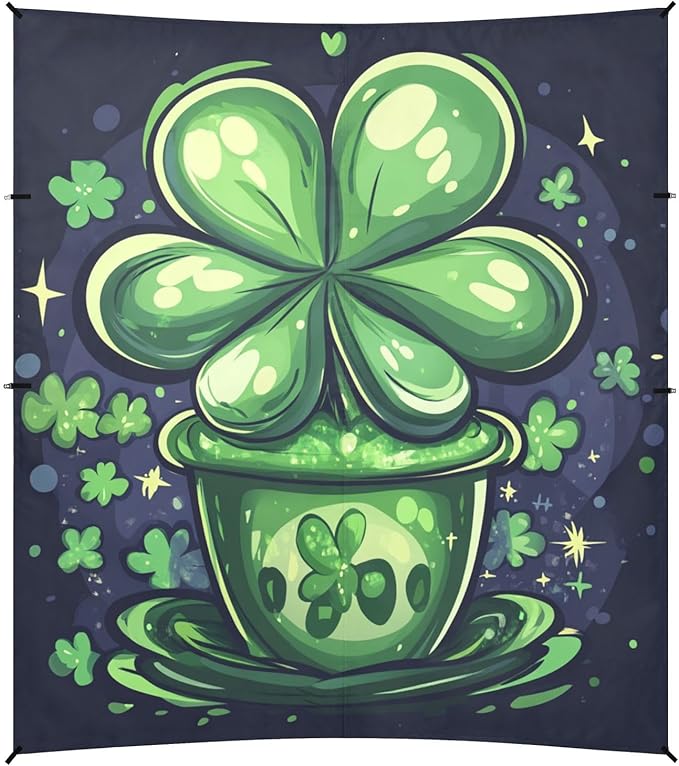 ALAZA Lucky Four Clover for Patricks Day Beach Tent Sun Shelter Portable Canopy Sunshade for Outdoor Camping Picnics Backyard Fun 10x9 ft