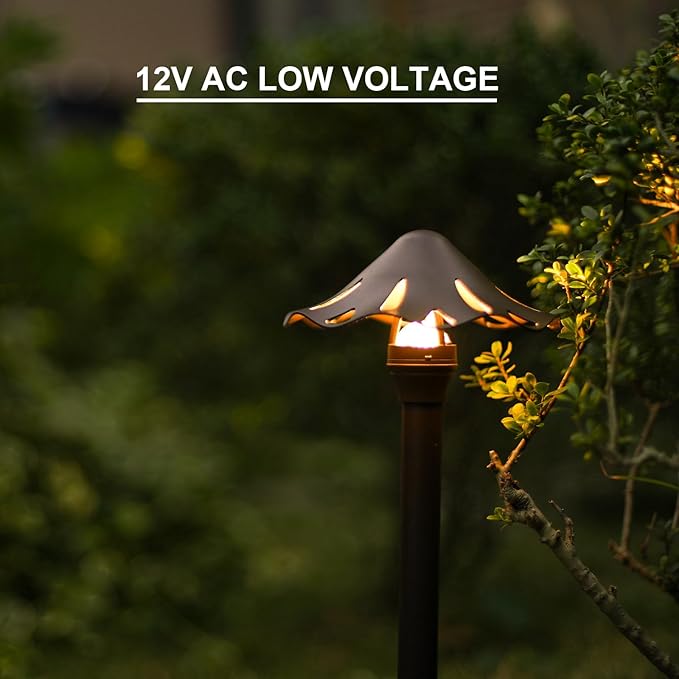 GOODSMANN Landscape Lighting 3W LED 8PK Outdoor Low Voltage Landscape Lighting 180 Lumen Hardwired Path Lights 3000K Warm White Metal 12V Bronze Electric Sidewalk Walkway Light with Cable Connectors
