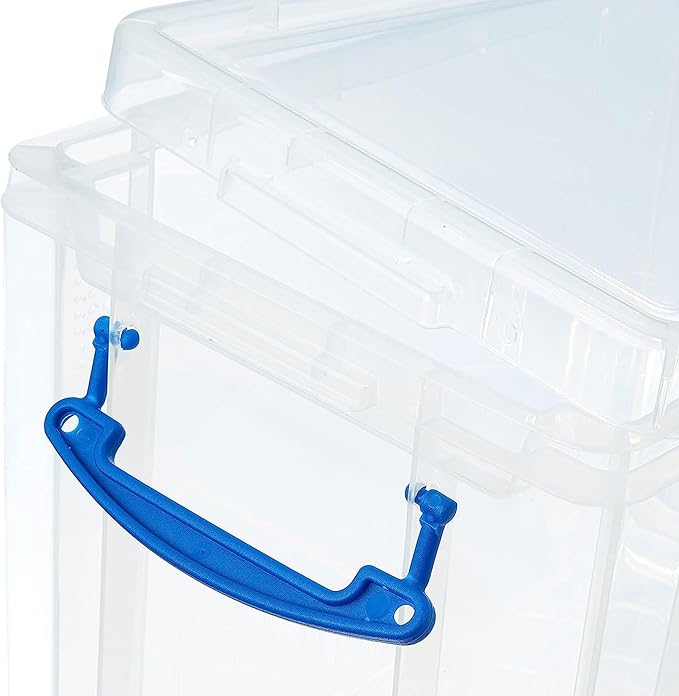 Really Useful Box 19 Liter Plastic Stackable Storage Container w/Snap Lid &amp Built-in Clip Lock Handles for Home &amp Office Organization Clear (5 Pack)