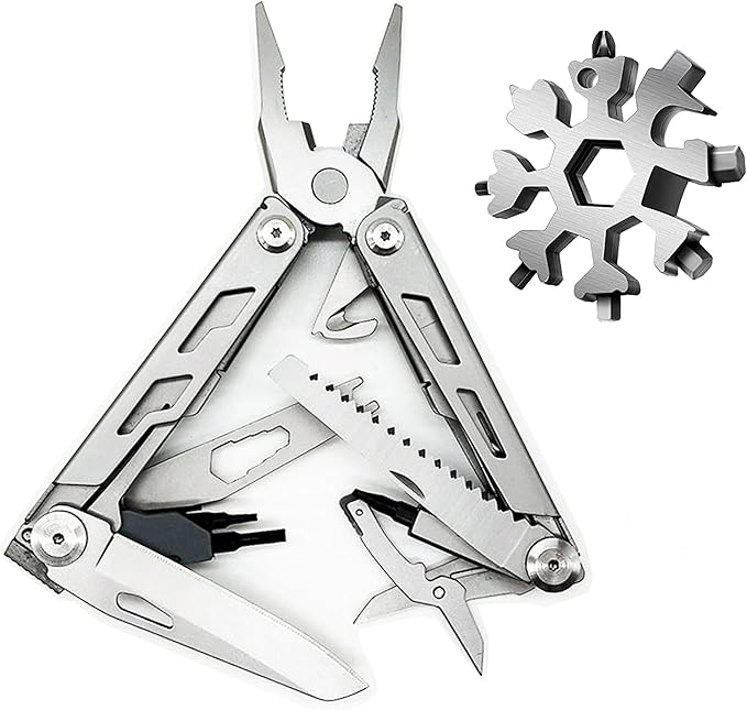 Multitool Pliers Pocket Knife Camping Tool Multi-Pliers with Folding Saw Bottle Opener Screwdriver Sickle Nylon Sheath Perfect for Outdoor Survival Camping Survival Hiking Simple Repairs