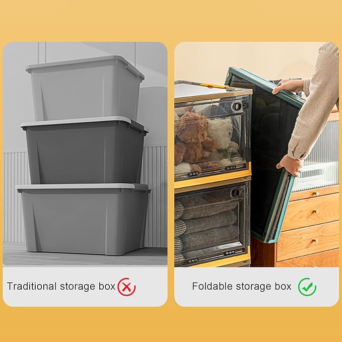 Versatile Clothes Storage Container with Lid - Spacious Heavy Duty Plastic Box Stackable for Easy Organization of Kids Toys Books and Clothing Blue