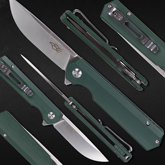 Firebird GANZO FH11 Pocket Folding Knife D2 Steel Blade G10 Handle with Clip Hunting Fishing Camping Outdoor EDC Knife (Green)