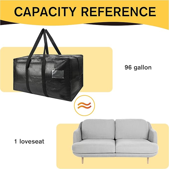 Heavy Duty Extra Large Moving Bags96 Gallon Jumbo Packing BagsHuge Moving Storage Bags with Strong Zippers &amp Carrying HandlesReusable Big Moving Storage Bags for College Dorm Travel 1Pack