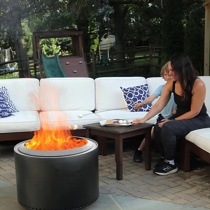 Coleman Cityscapes 15” Smokeless Fire Pit Round Wood Burning Fire Pit Outdoor Accessory for Backyard Deck Patio Black