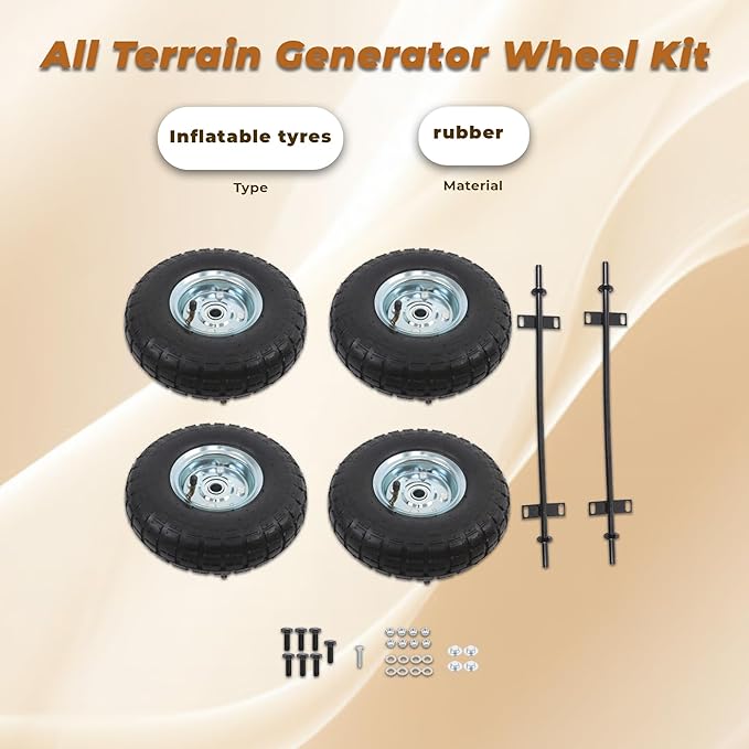 kimllier Black Inflatable All Terrain Generator Wheel Kit Replacement for Predator 9000 8750 and 6500 Watt Generators