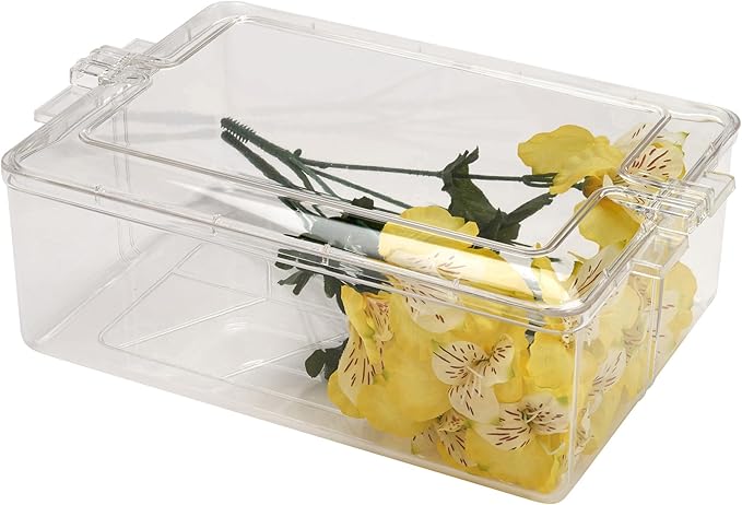 Pioneer Plastics 195C Clear Rectangular Plastic Container 10.625 W x 7.625 D x 3.75 H Pack of 4