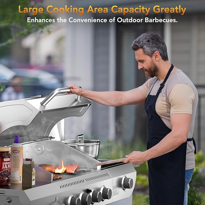 Electactic G41 Pro BBQ GrillHeavy-Duty Stainless Steel Gas Grill 4 Burner Gas Grill with Side Burner42000 BTU Propane Grill for Outdoor CookingBarbecueGarden and Patio Backyard