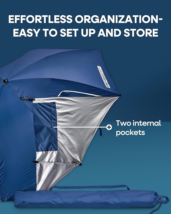 Sport-Brella Premiere UPF 50+ Umbrella Shelter with Patented Side Panels and Tilt Mechanism Heavy-Duty 1.25 Inch Center Pole Auger Anchor for Sand and Grass