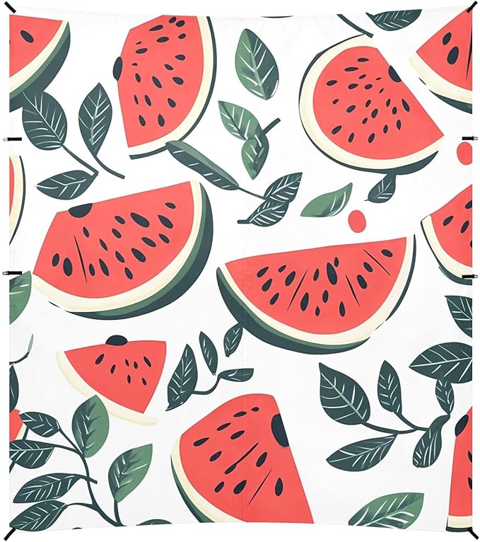ALAZA Watermelon and Leaves Pattern Beach Tent Sun Shelter Portable Canopy Sunshade for Outdoor Camping Picnics Backyard Fun 10x9 ft