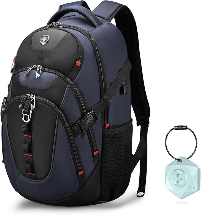 Swissdigital Design Travel Backpack for Men with Apple Find My Laptop Backpack with USB Charging Port RFID Protection Add-A-Bag System - Travel Backpack for Men-Finder Color Random | SD803BT013-12