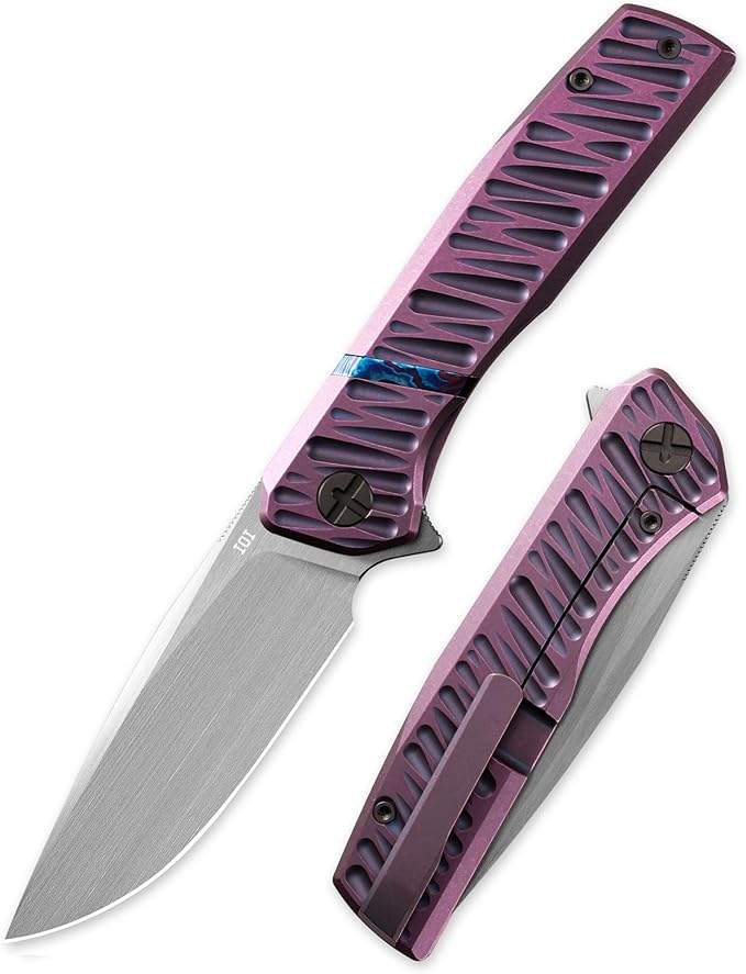 IOI Commander I93358 Folding Pocket Knife for Men – Premium Vanax Blade EDC Knife with Clip 6AL4V Titanium Handle Camping &amp Work Knife Gift Pocket Knife for Everyday Carry