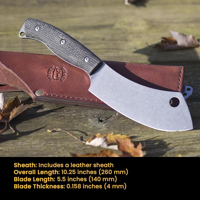 White River Knives Camp Cleaver Natural Burlap Micarta Handle