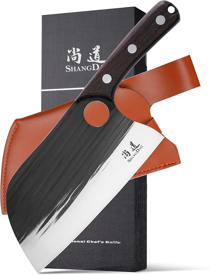 SHANGDAO Meat Cleaver Knife 7.8 Butcher Knife for Meat Cutting High-carbon steel Chopper Knife Vegetable Cleavers Forged Blade &amp Wood Handle Camping Thanksgiving Christmas Gifts