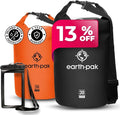 Earth Pak Waterproof Dry Bag - Roll Top Waterproof Backpack Sack (Black 30L &amp Yellow 20L)