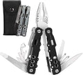 14-In-1 Multitool Pliers Pocket Knife Stainless Steel Great Camping Accessories - Camping Multi Tool Gifts for Men with Portable Belt Holder Nylon Pouch and Safety Locking Survival Tools