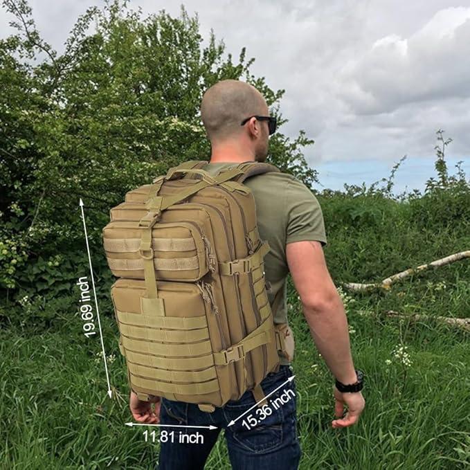 EMDMAK Military Tactical Backpack 42L Large Military Pack Army 3 Day Assault Pack Molle Bag Rucksack
