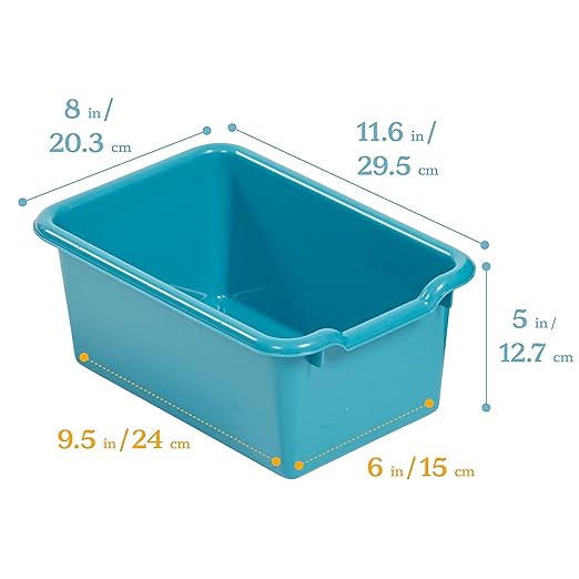 ECR4Kids Scoop Front Storage Bins Multipurpose Organization Turquoise 10-Piece