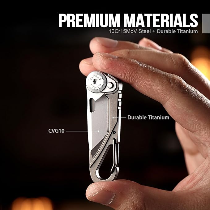 TACRAY Vinto 5-in-1 Titanium Small Pocket Knife – Ultra-Light Mini EDC Multitool Utility Knife with Folding Blade Seatbelt Cutter Bottle Opener &amp Screwdriver Compact Everyday Carry