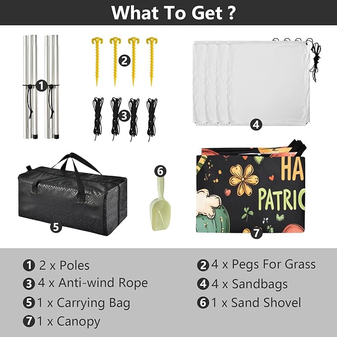 St Patrick's Day Balloon Beers Theme Beach Tent Sun Shelter Set UPF50+ UV Protection 10.5 x 9.19 FT Camping Shade Canopy with Sandbags Sand Anchors Carrying Bag and Others