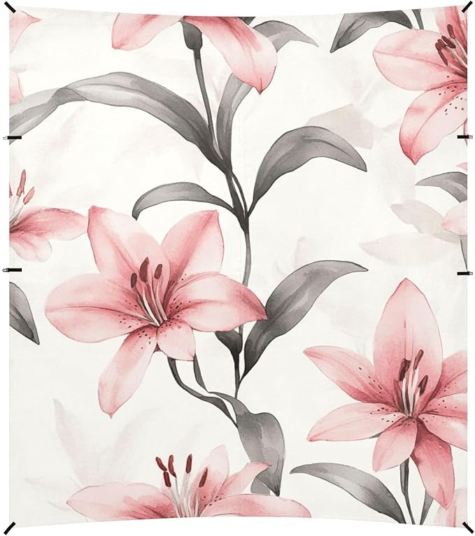 ALAZA Cute Chic Pink Lily Floral Flower Beach Tent Sun Shelter Portable Canopy Sunshade for Outdoor Camping Picnics Backyard Fun 10x9 ft