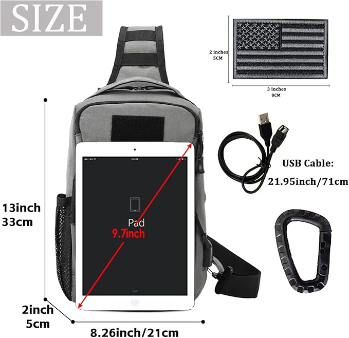 Valinov Tactical Shoulder BagMolle Shoulder BackpacksMilitary Sling Daypack Backpack with USB Charging port