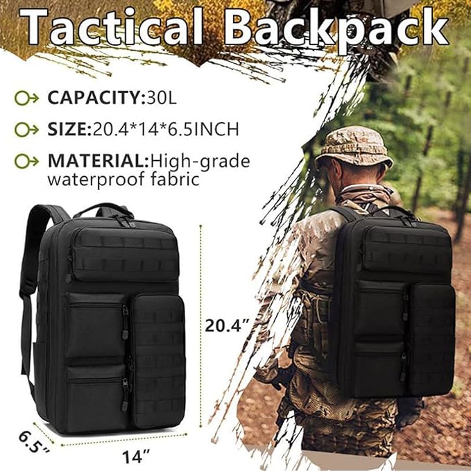 EUNOGO Hunting Backpack Camo Hunting Backpacks &amp duffle Bags Water resistant for Camping Hiking-30L(Black)