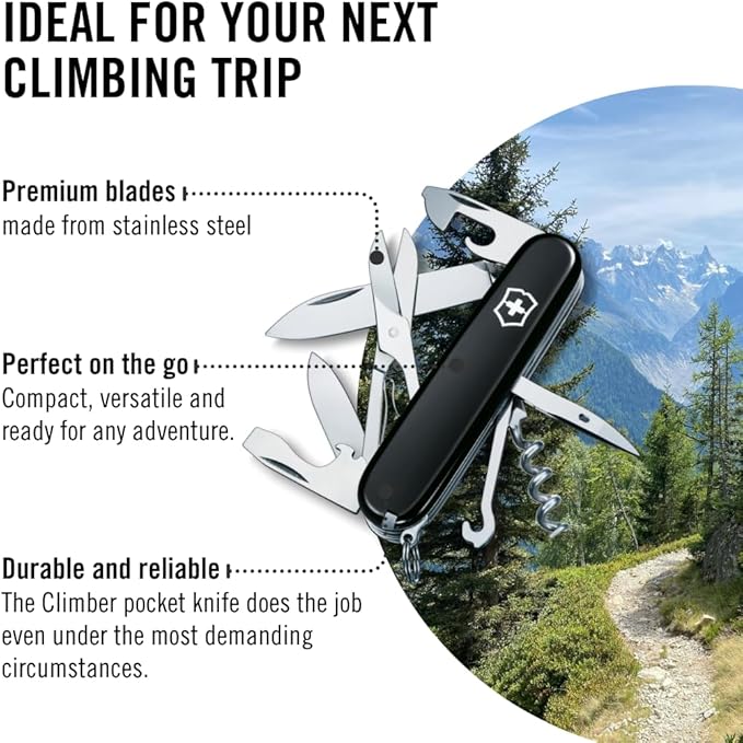 Climber Swiss Army Knife Black Blister Pack