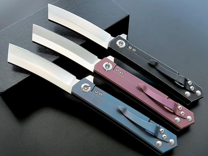 Eafengrow EF97 Pocket Knife Folding Knives D2 Steel Blade Titanium Handle Camping Outdoor Tools Knife EDC Hand Tool(purple)