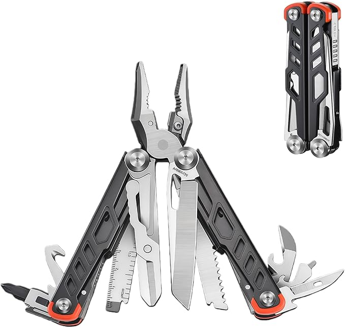 Multitool 15-in-1 Full-Size Lightweight EDC Multi-Purpose Pliers Multitools Camping Knives &amp Tools Tactical Outdoor Gear Gift Ideas for Men Gifts for Hunters Men who have Everything (Black