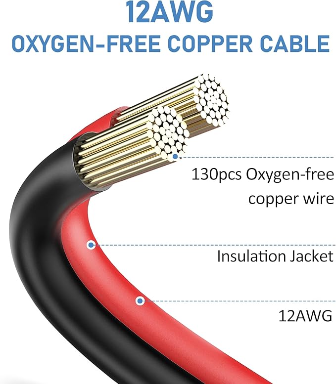 Solar Connector to XT60 Cable (12AWG 25ft) Solar to Injection Molding XT60 Adapter Extension Cord for Portable Power Station