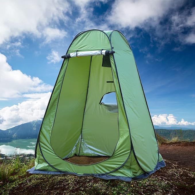 1-2 Person Portable Pop Up Shower Privacy Shelter Tents with 3 Windows Waterproof UV Protection Picnic Camping Fishing Shelter Tent Outdoor Dressing Room Beach Isolation Sun Shelter (Green)