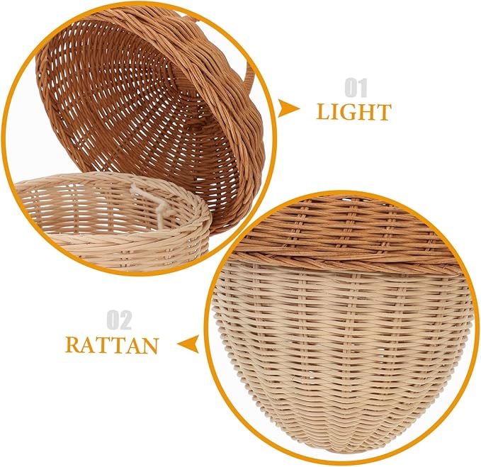 Cabilock Toy Bins for Boys and Girls Rattan Bushel Basket with Lid Boys and Girls Storage Bins Handwoven