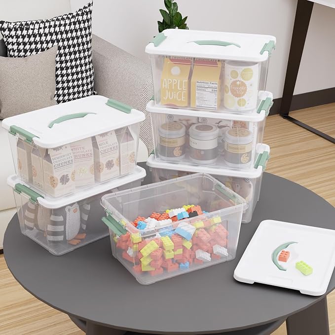 14 Qt Latching Storage Box Multipurpose Stackable Storage Container Tote for Home or Office Organization Clear (8 Pack)