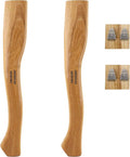2 Pack American Hickory Axe Handle Replacement for 14 Axes That use 1-1/4 Pound Heads Complete Set with Wooden and Steel Wedges - Hatchet Handle Replacement - Hickory Hatchet Handle Replacement Axe