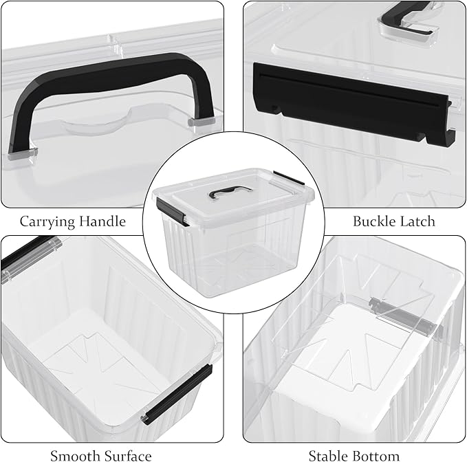 Cand 20 quart clear latching tote 4 packs plastic storage boxes for organising